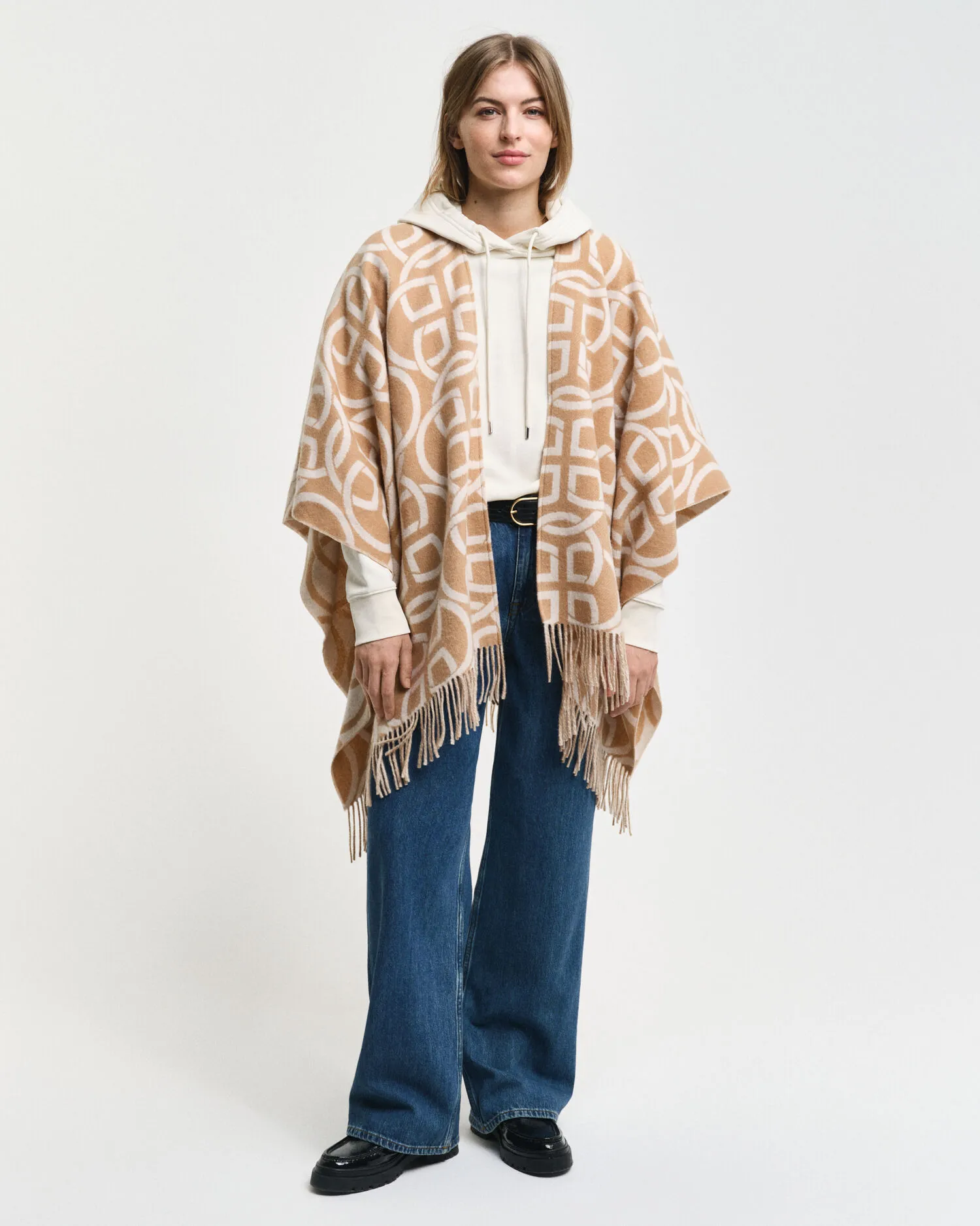 Poncho in lana con motivo G    