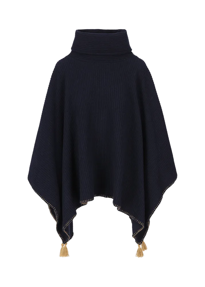 Poncho in lana vergine con collo alto Lupiera    