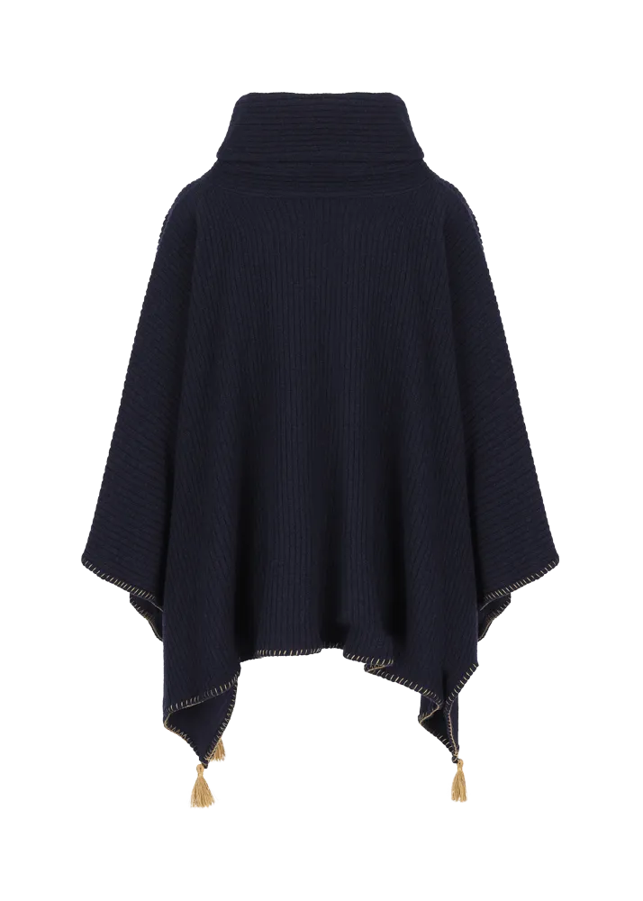 Poncho in lana vergine con collo alto Lupiera    