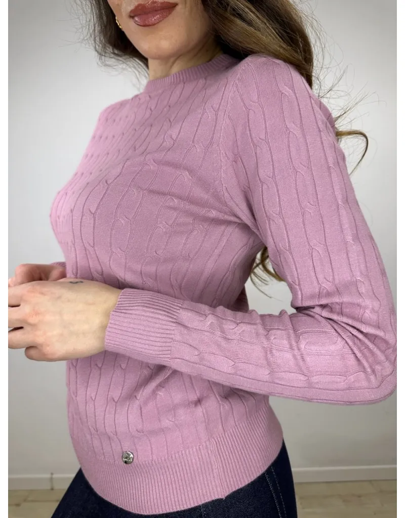PULLOVER TRECCE SONY ROSA