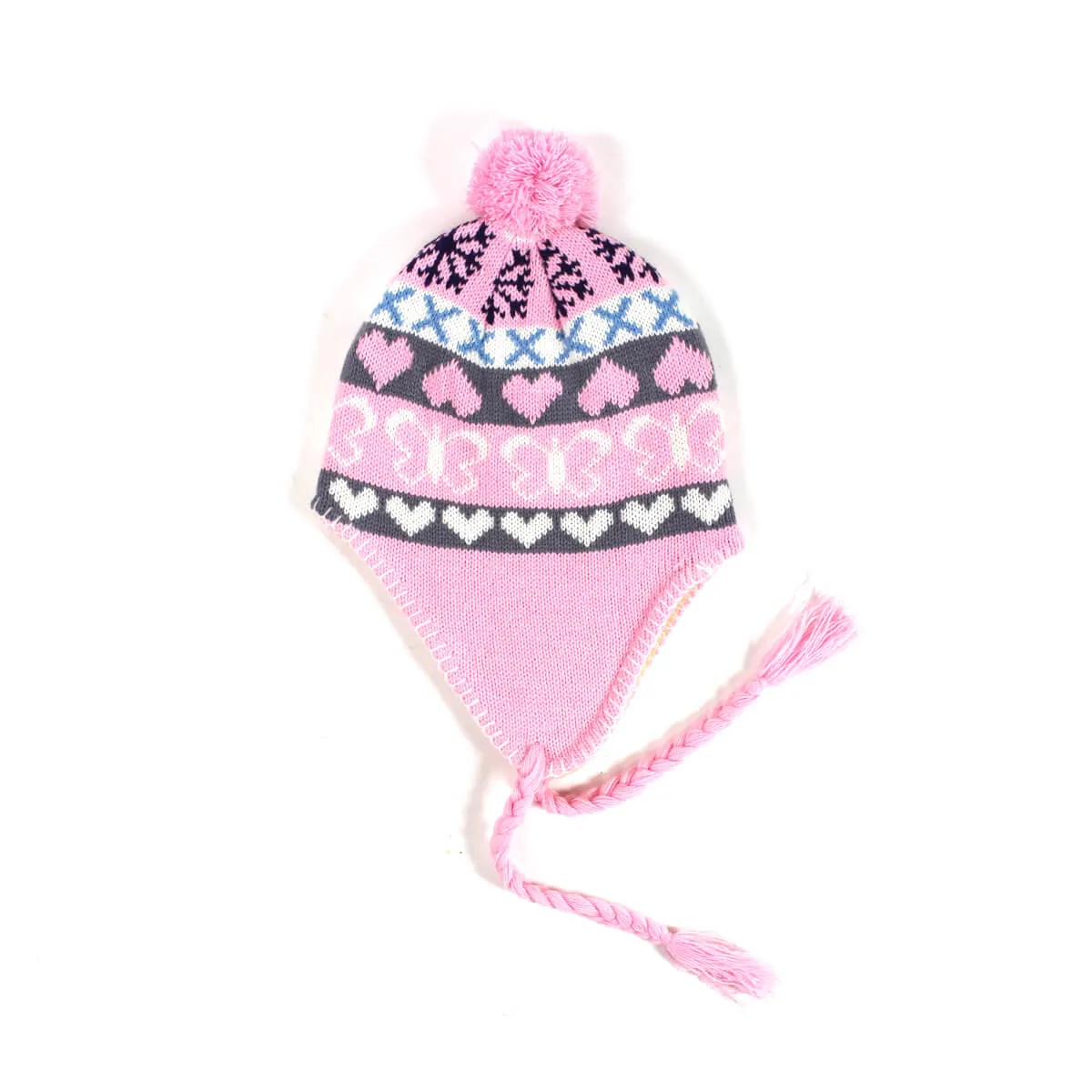 Rebell berretto unisex con treccine e pompon rosa