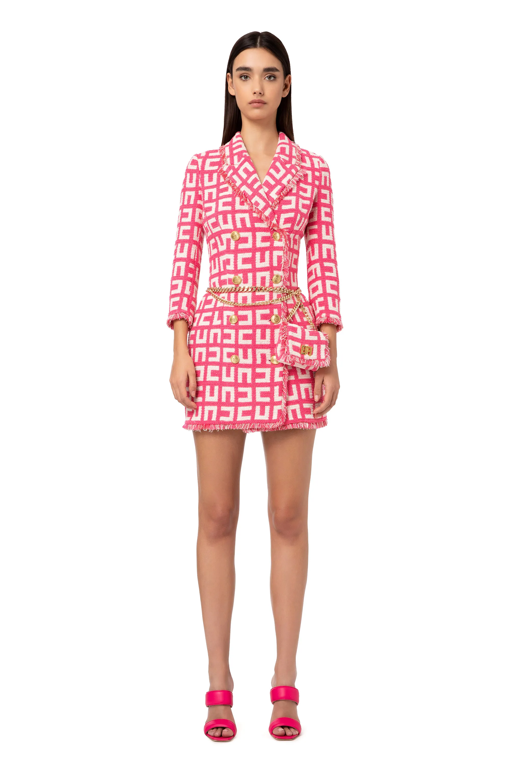 Robe manteau in tweed jacquard