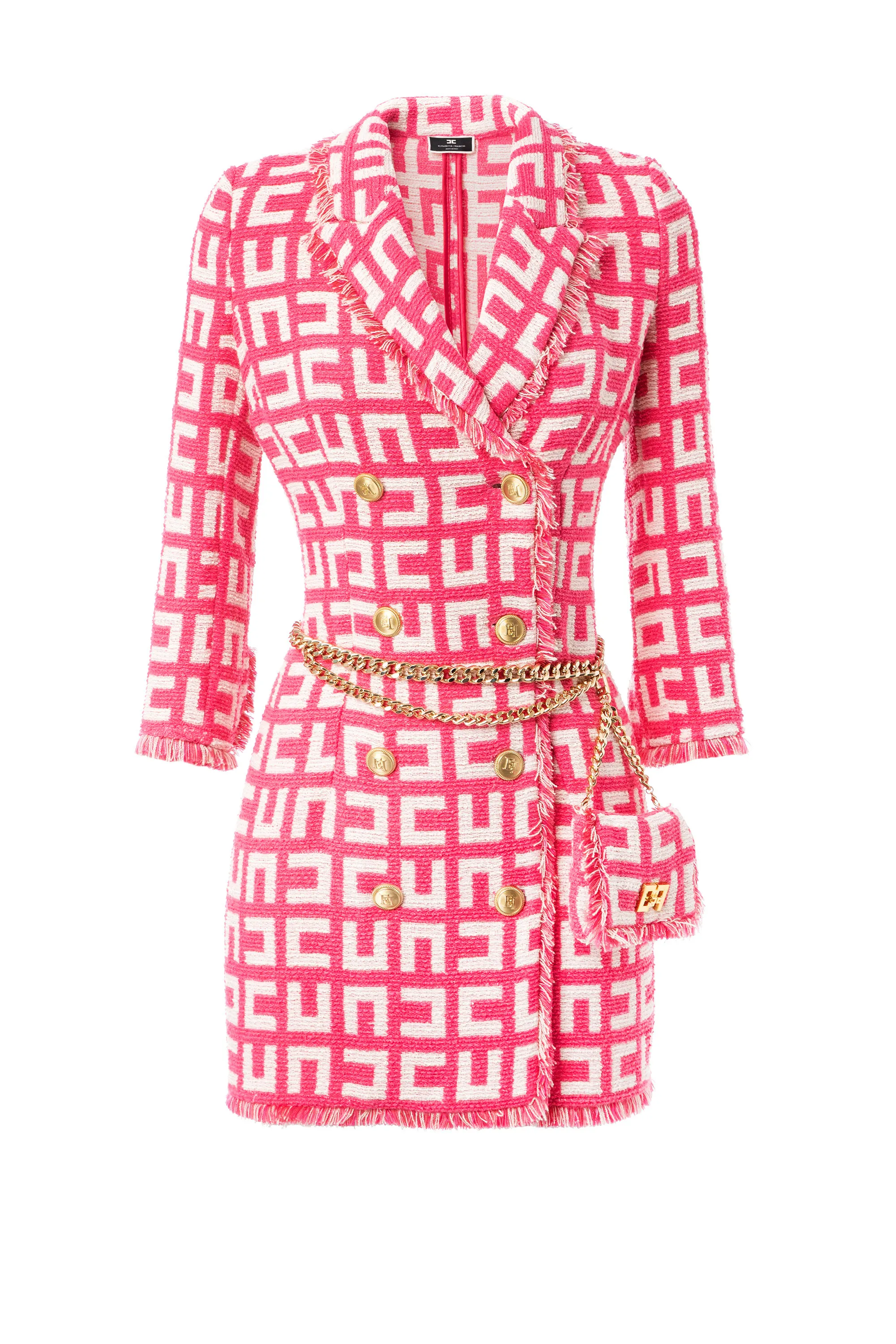Robe manteau in tweed jacquard