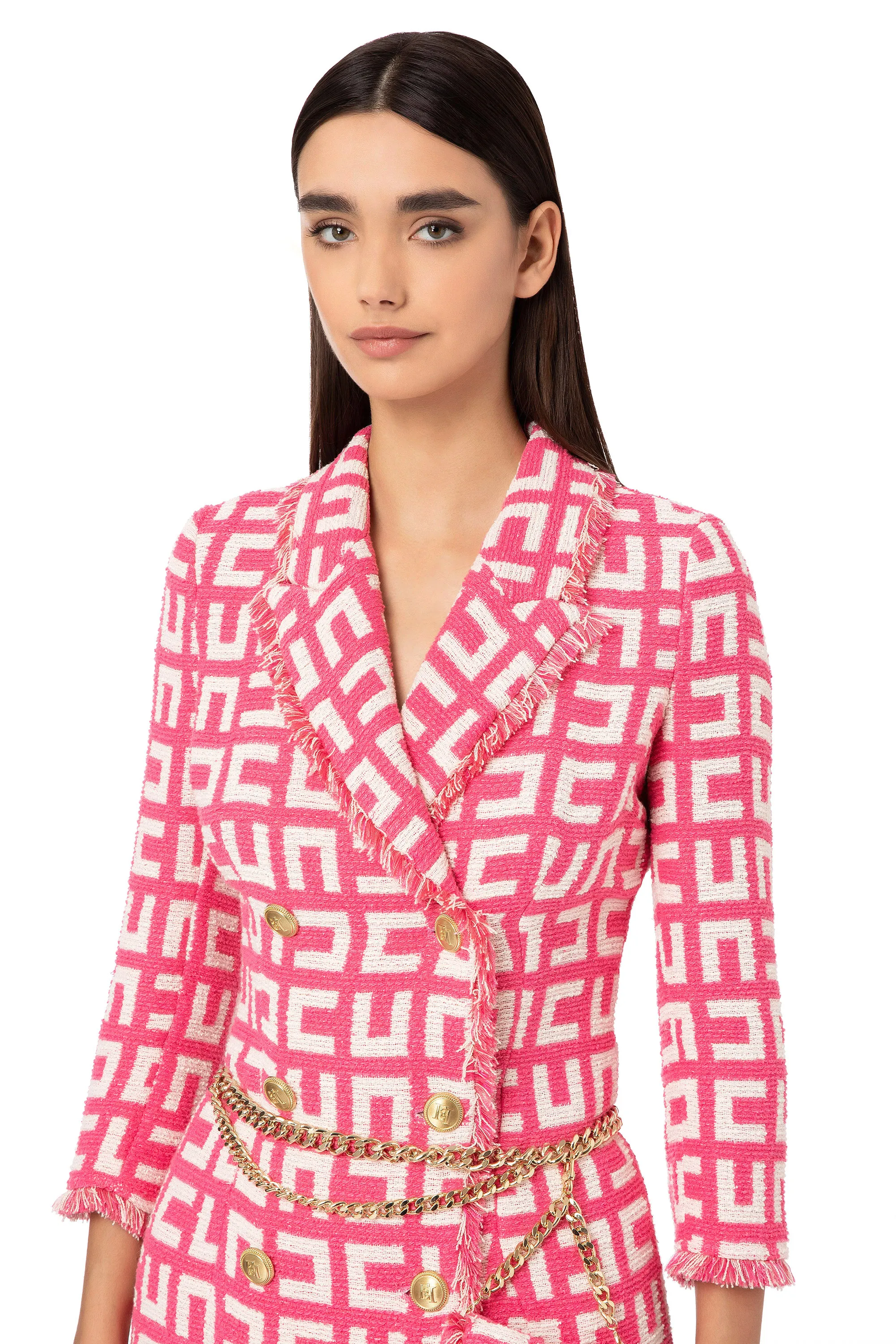 Robe manteau in tweed jacquard