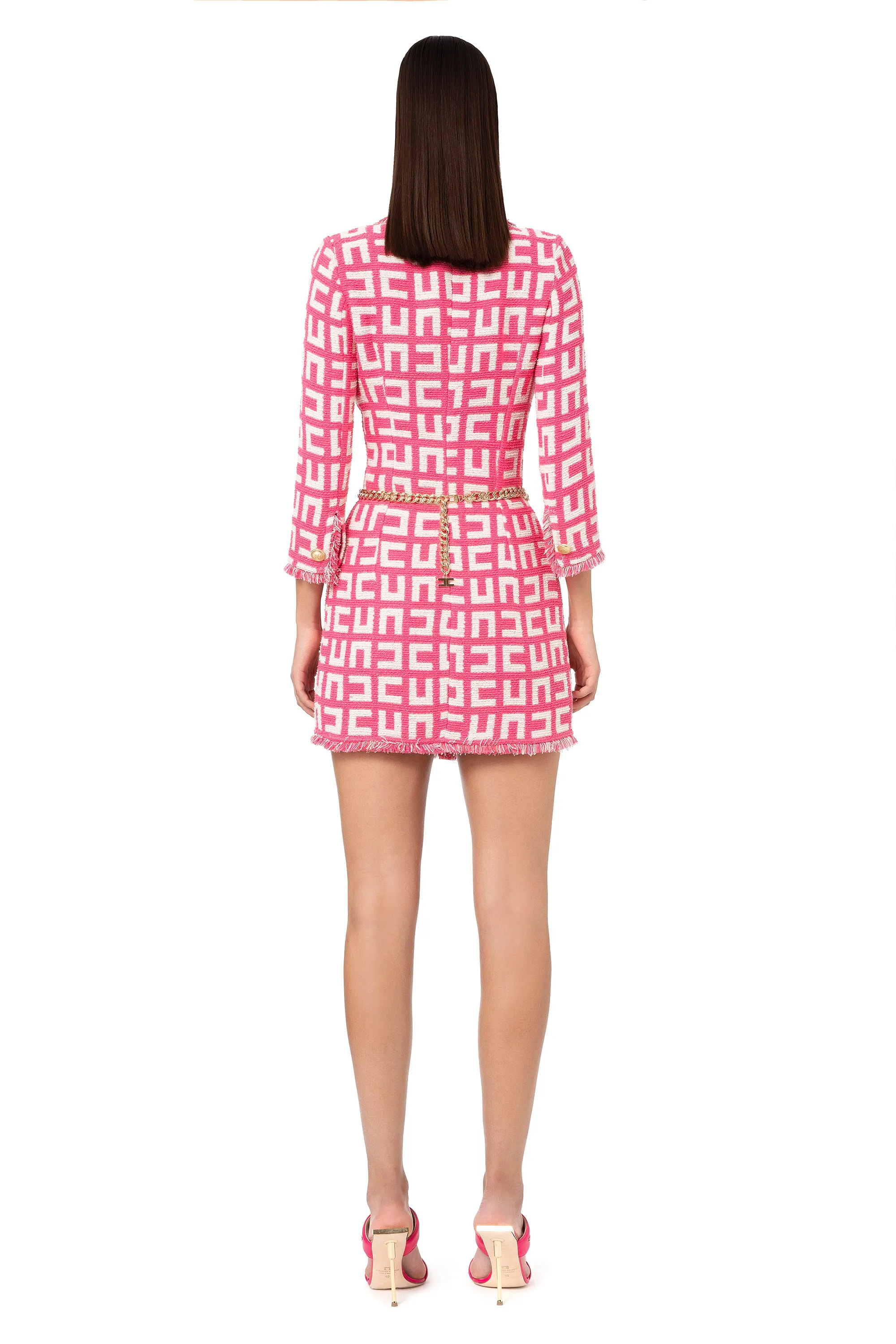 Robe manteau in tweed jacquard