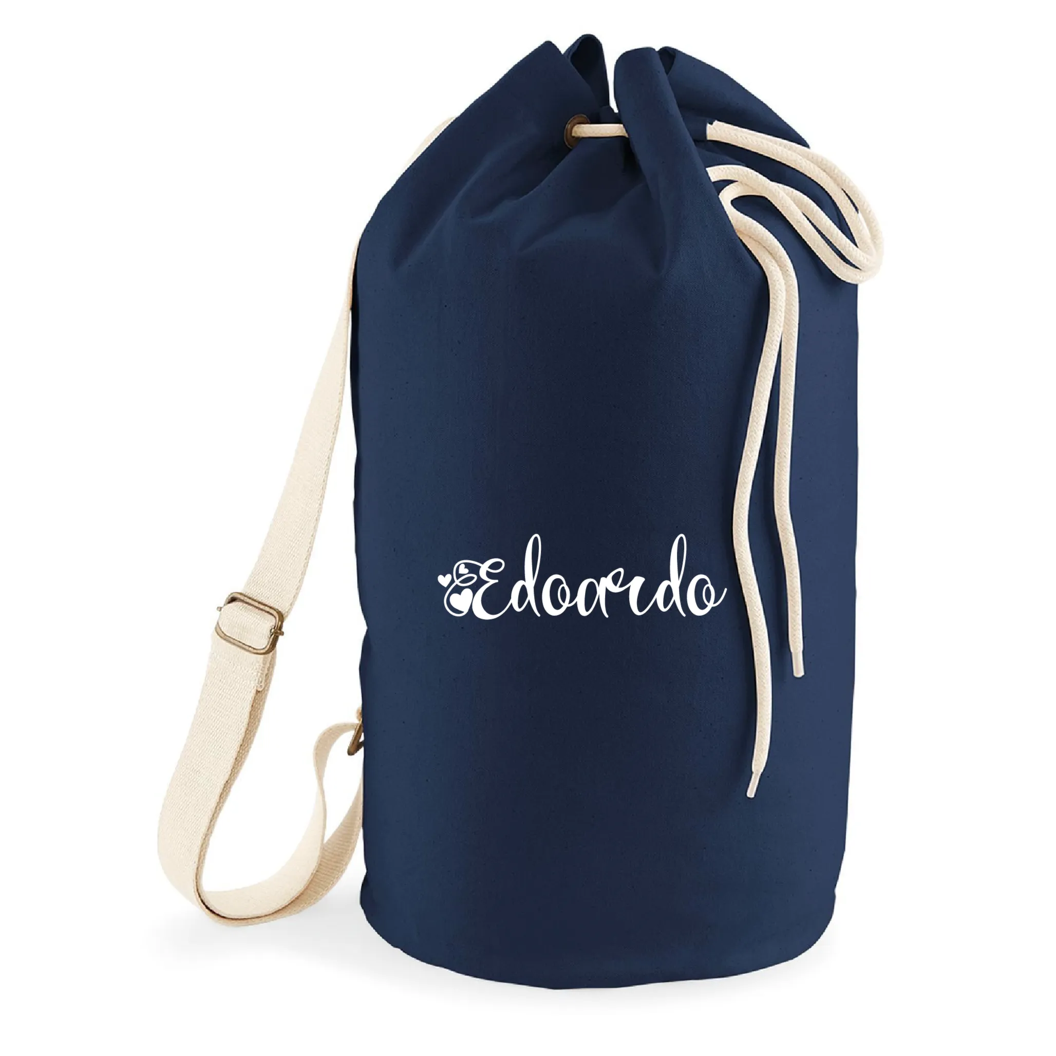 Sacca zaino monospalla in Cotone Canvas organico personalizzabile