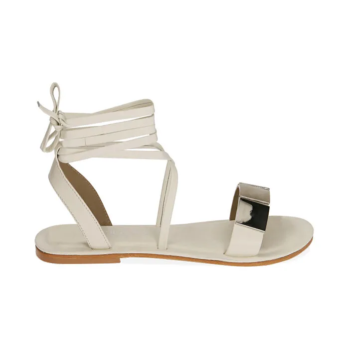 Sandali bianchi lace-up in pelle