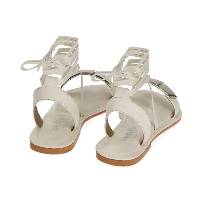 Sandali bianchi lace-up in pelle