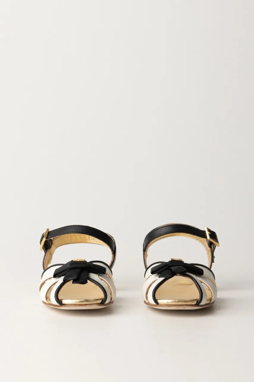 Sandali Flat con fiocchetto BUTTER/BLACK