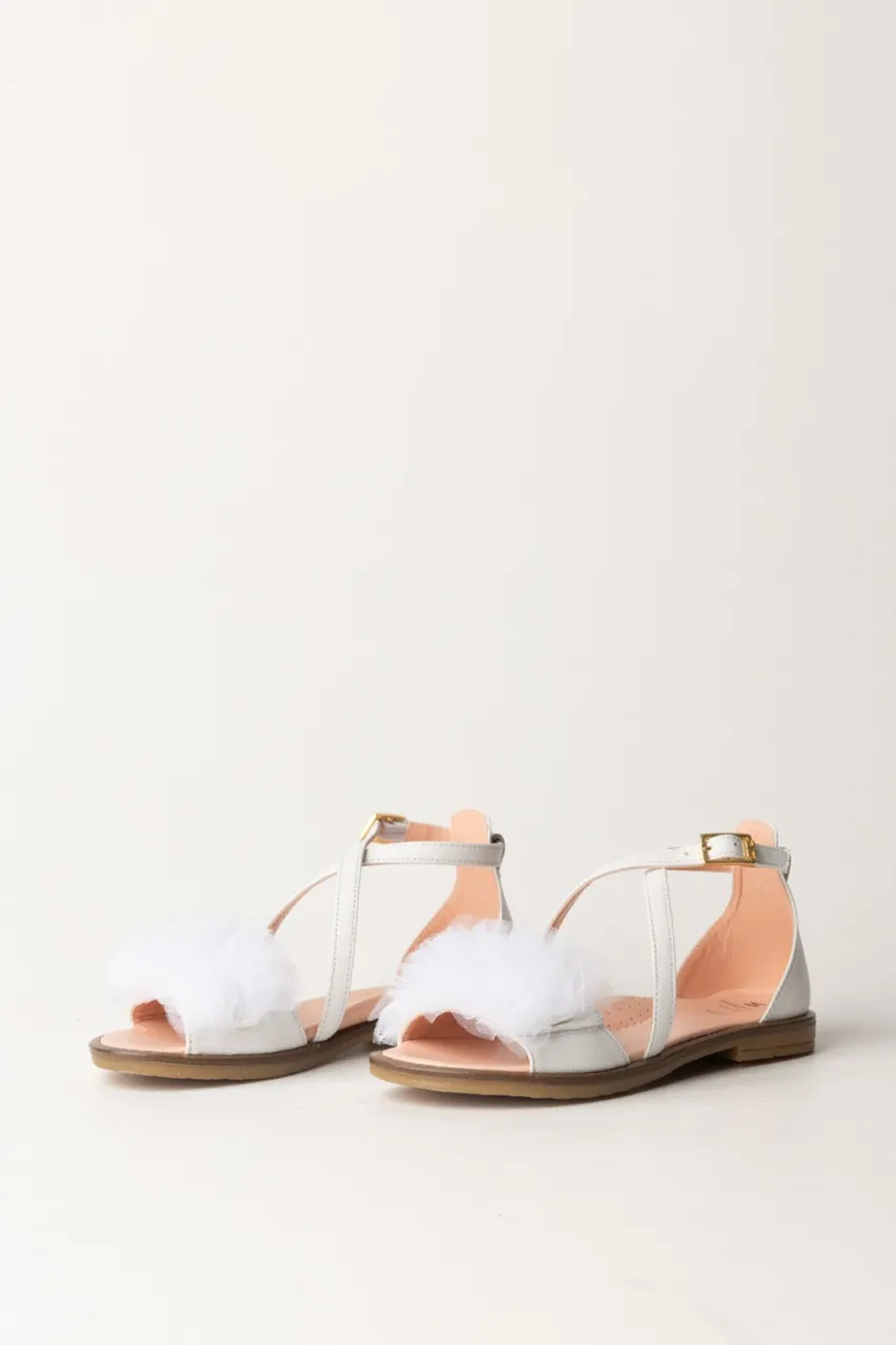 Sandali Flat con tulle WHITE