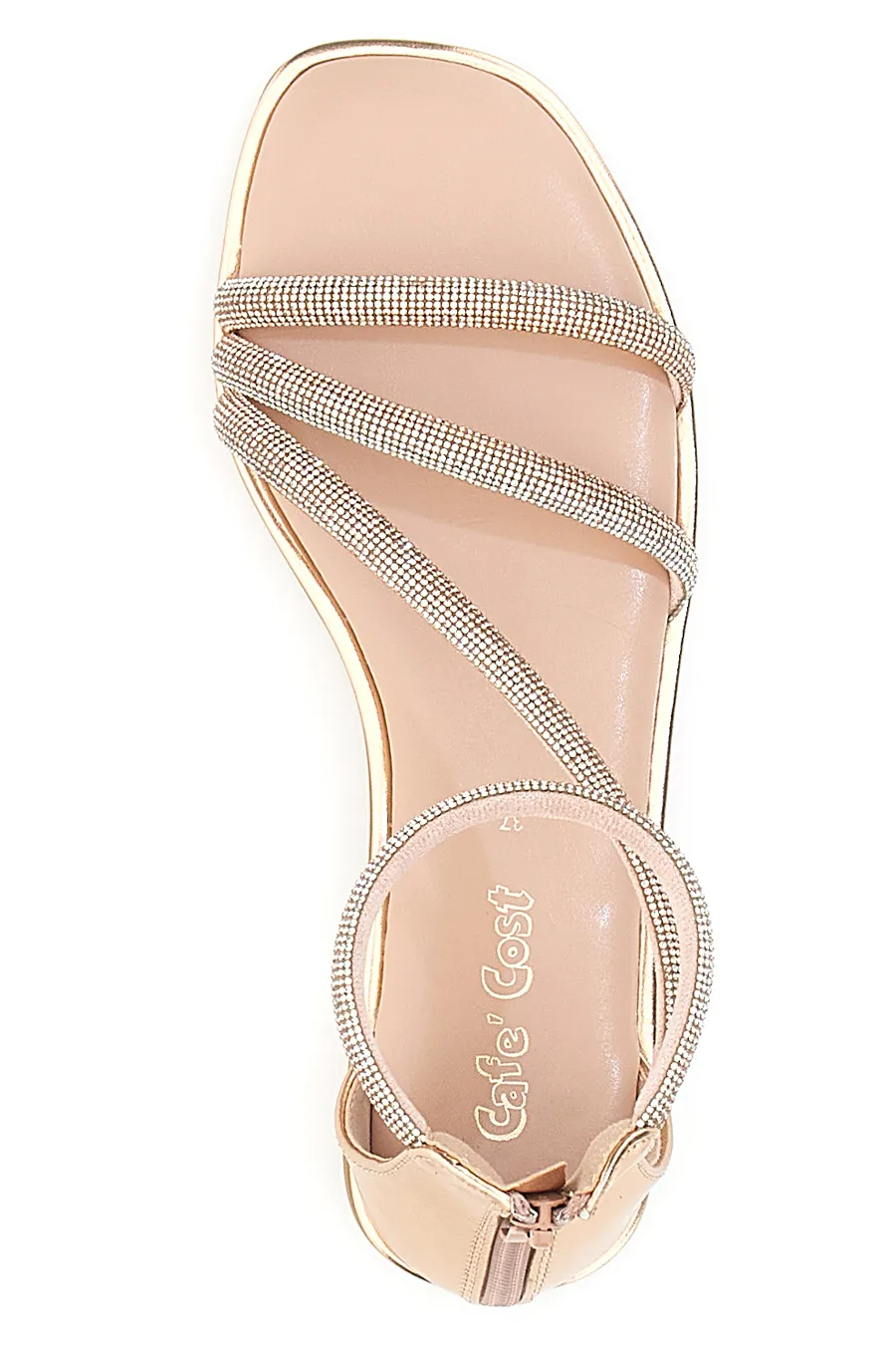 Sandali Flat Oro Rosa Con Strass Cafe' Cost 271