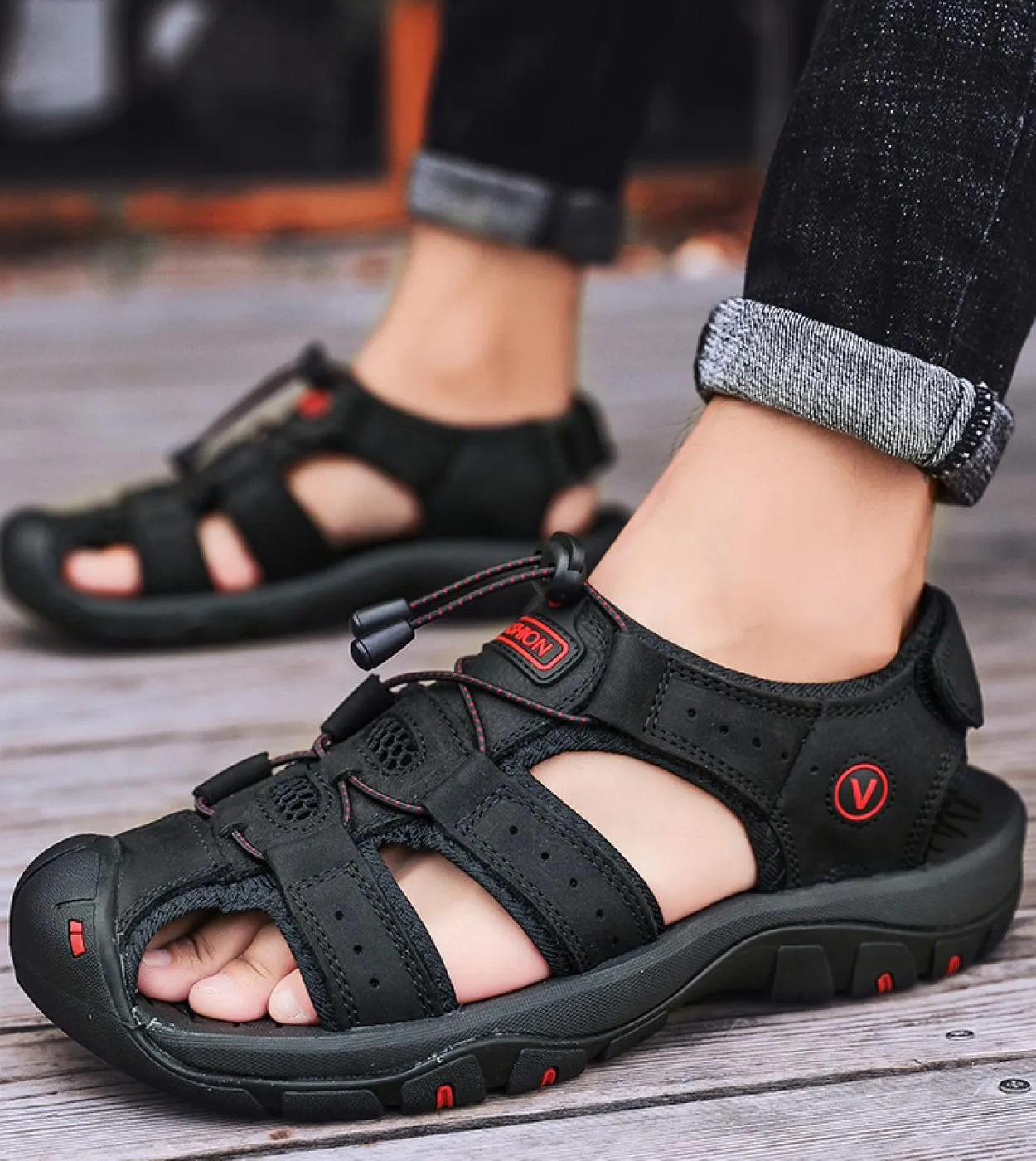 Sandali gladiatore per uomo Scarpe estive da spiaggia allaperto Casual Taglie forti 38 48 Scarpe da ginnastica in pelle con dia