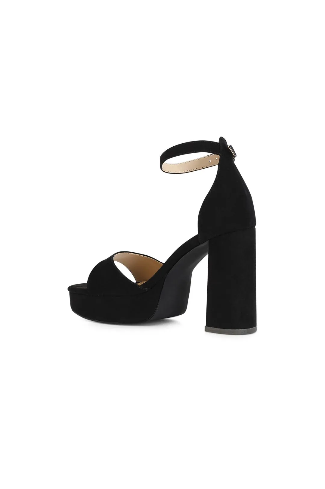 sandali in pelle scamosciata con toppone nero
