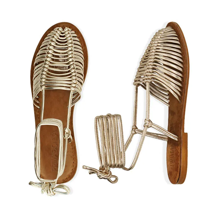 Sandali lace-up oro in pelle