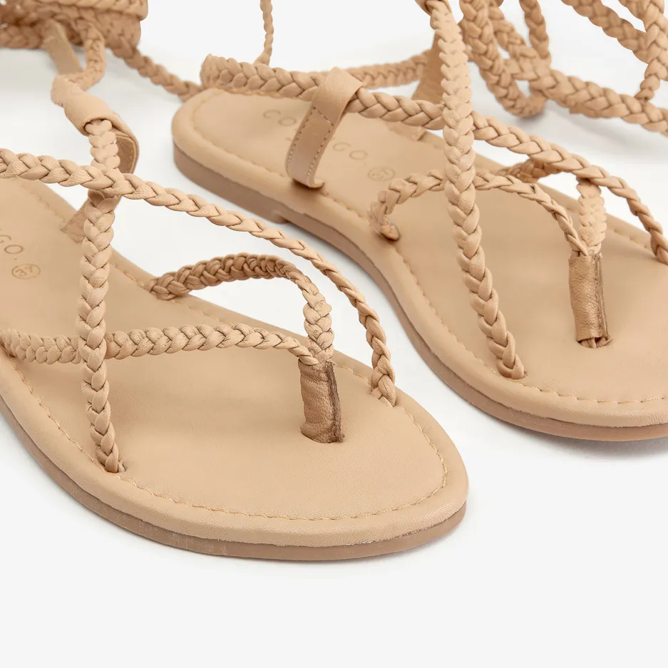 Sandalo Beige a Trecce