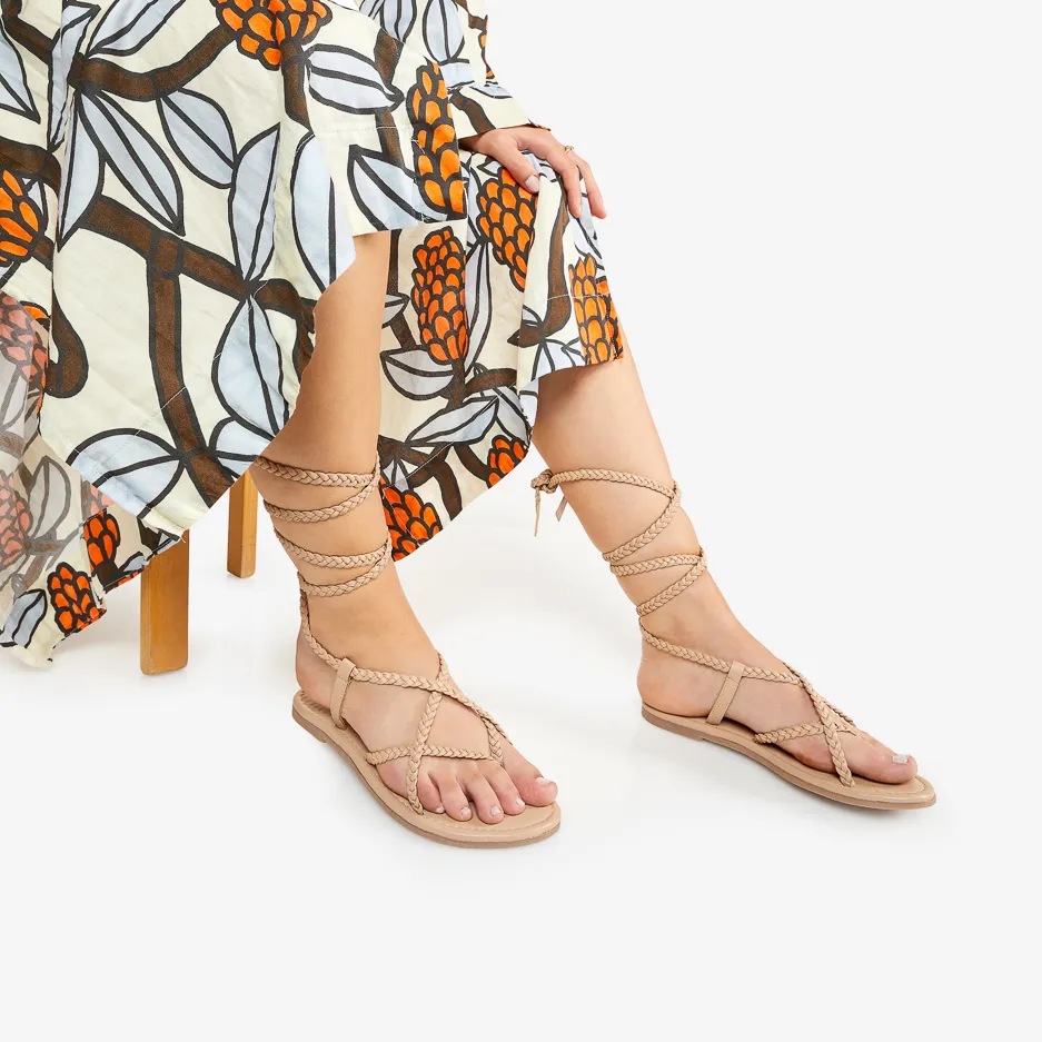Sandalo Beige a Trecce