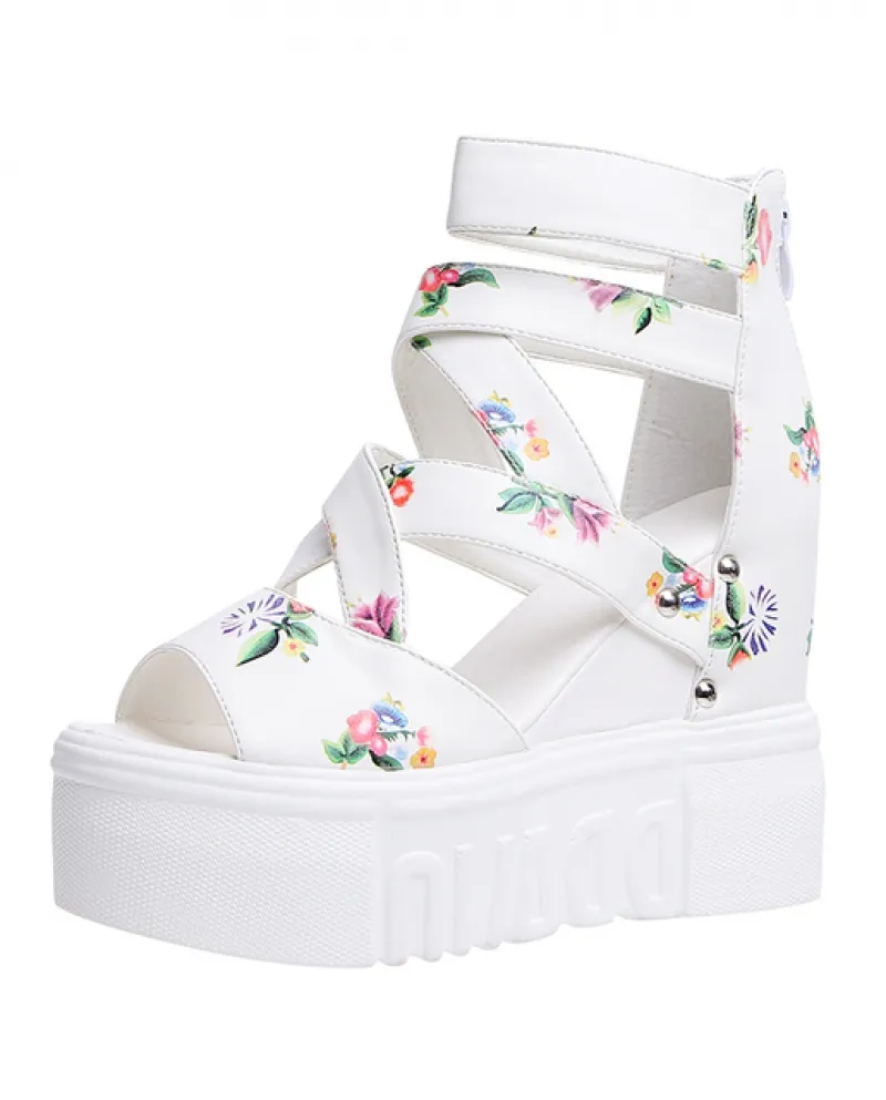 Scarpe con plateau Donna Peep Toe Cinturino incrociato Sandali gladiatore Sandali da donna estivi 2022 Sandali con zeppa Tacco s
