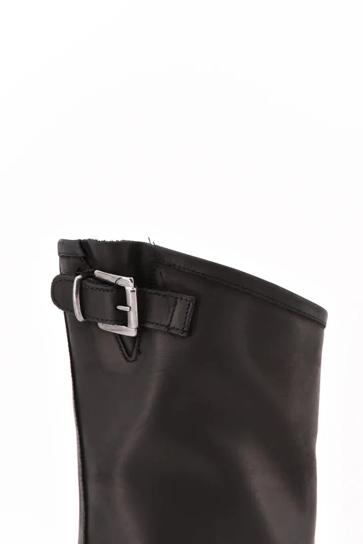Stelio Malori 1300 stivale biker mid tronchetto in pelle nero