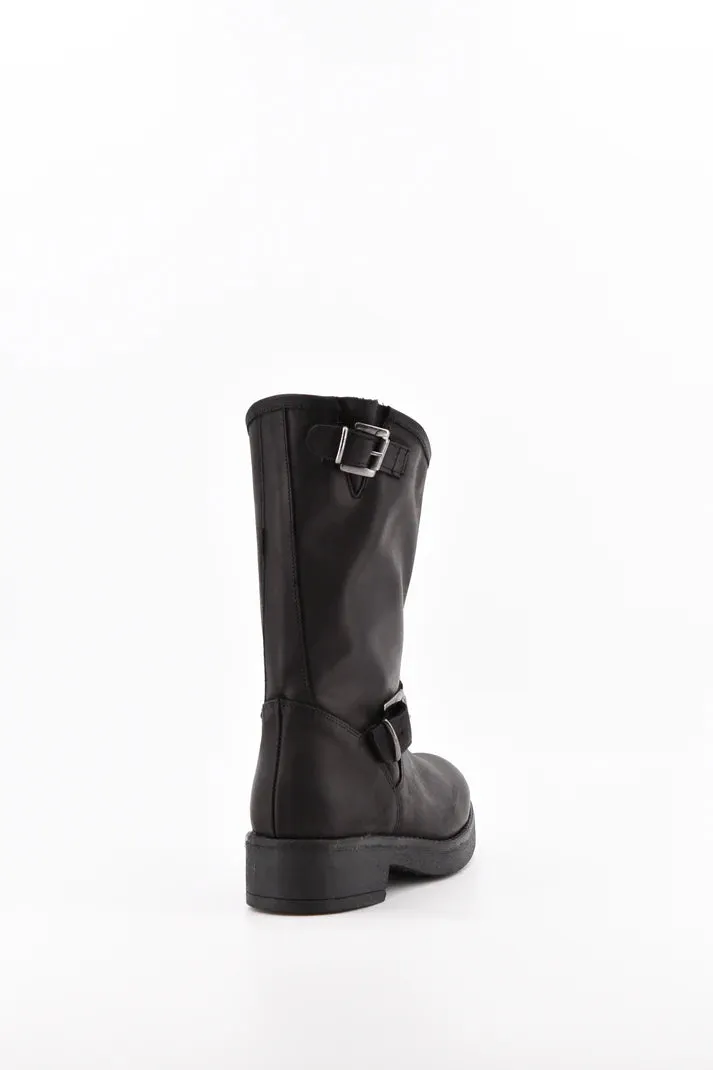 Stelio Malori 1300 stivale biker mid tronchetto in pelle nero