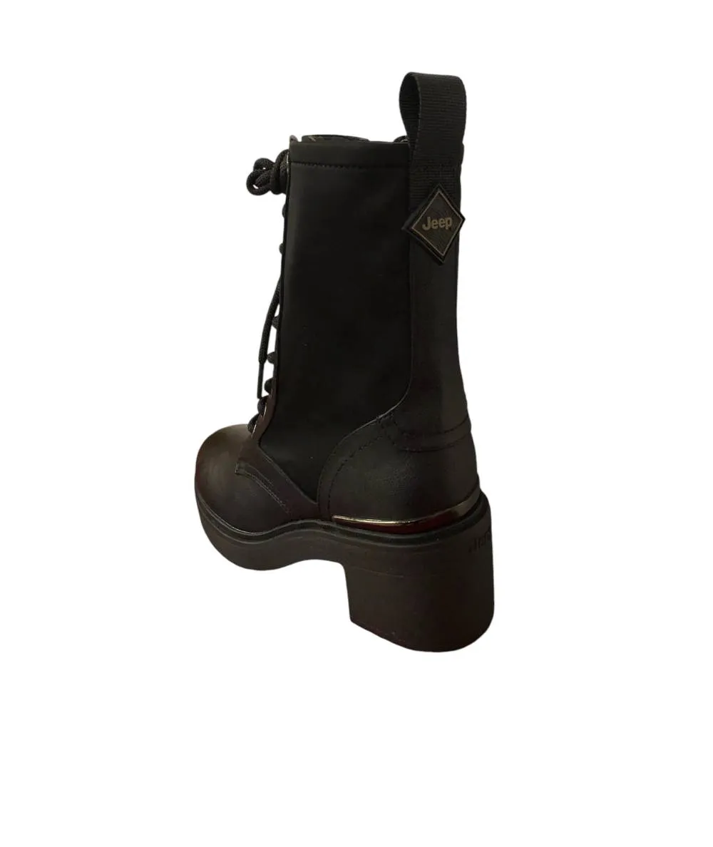 stivale anfibio DONNA  JEEP  JL42650 skyline nero con allacciatura e tacco fodere  antibatterica soft