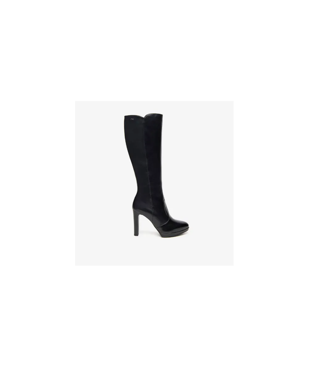 STIVALE con tacco, nero giardini 410982 cerniera in pelle nera