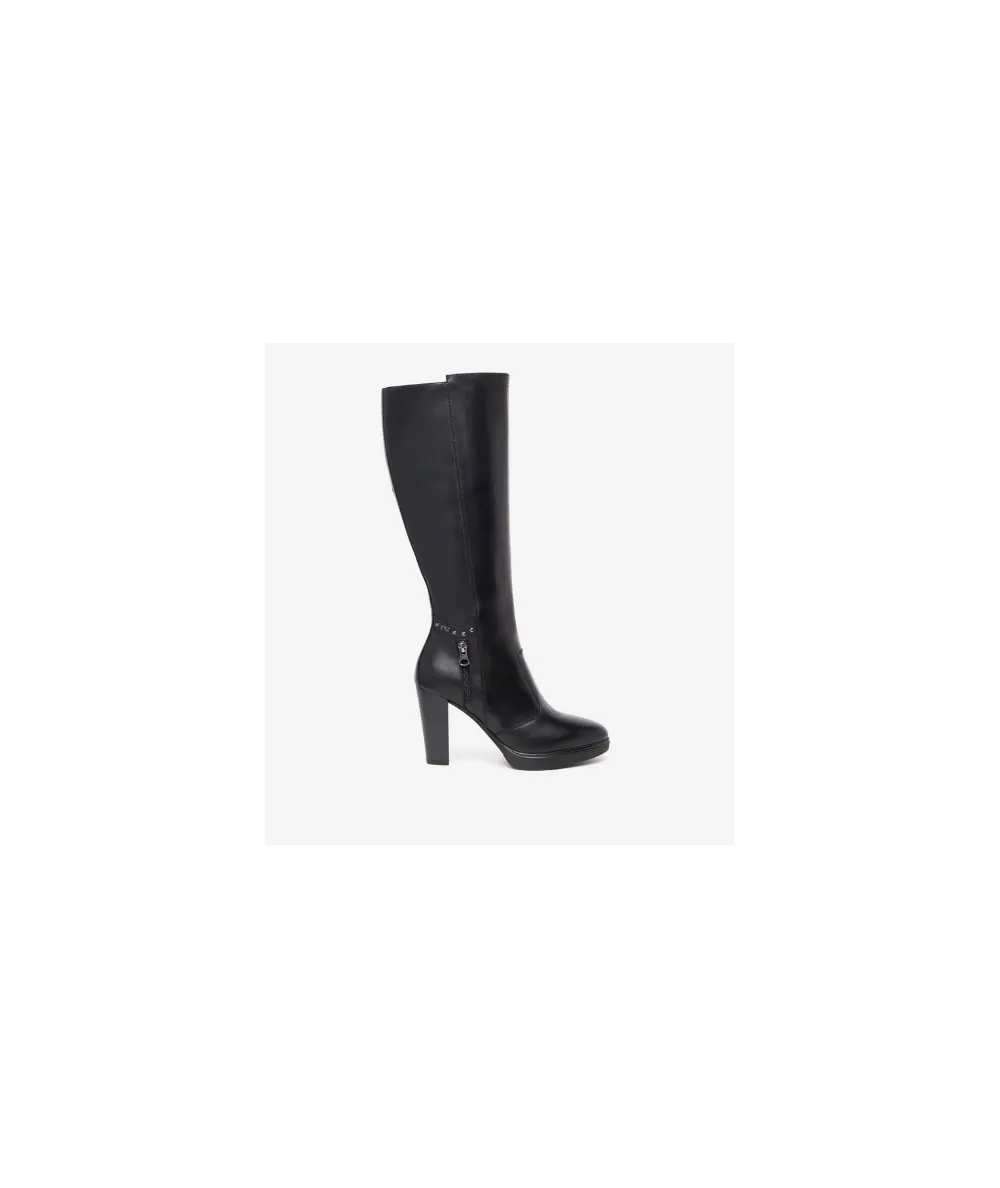 STIVALE con tacco, nero giardini 411730 cerniera in pelle nera