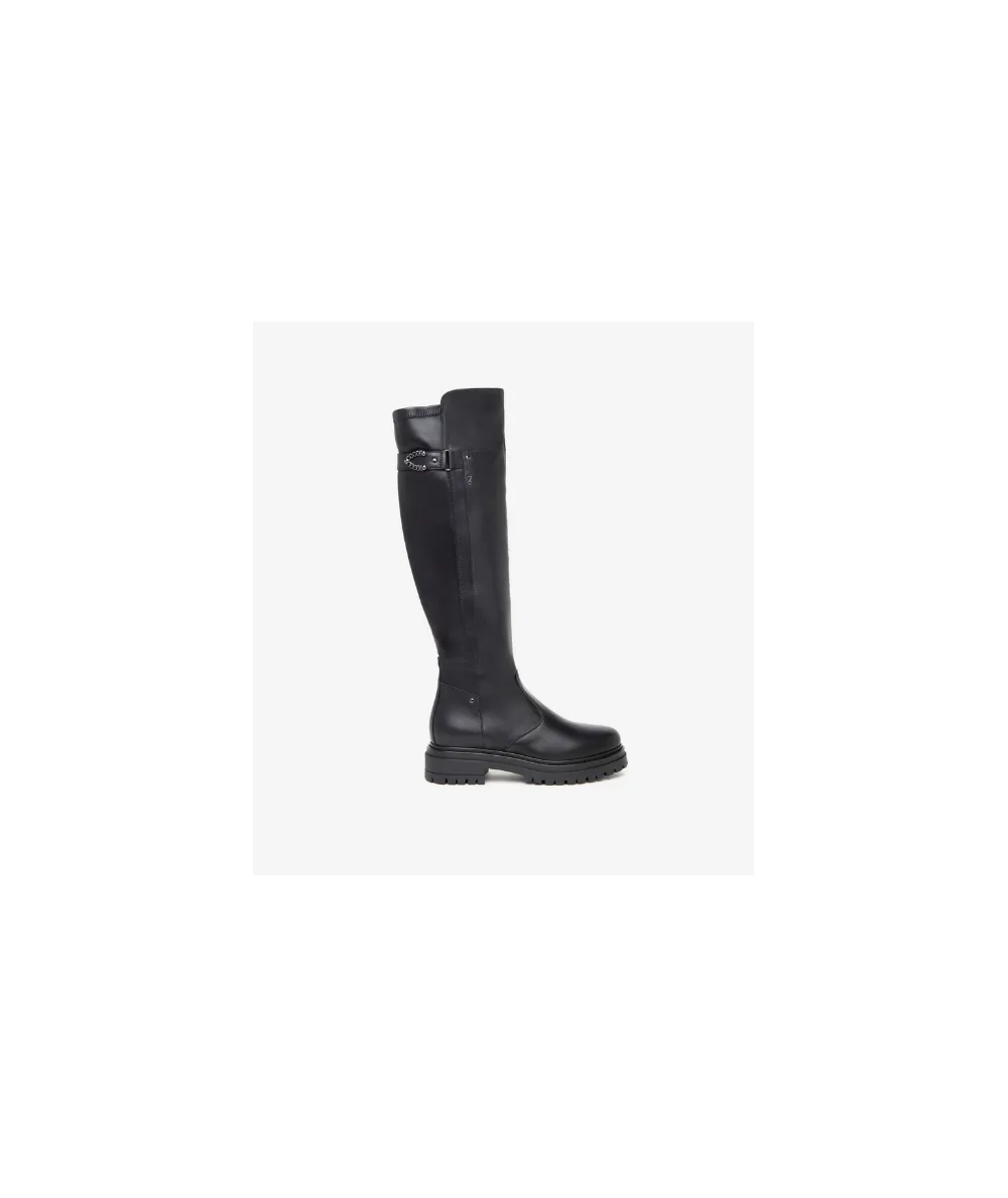 STIVALE con tacco, nero giardini 411841 cerniera in pelle nera leggero cararmato