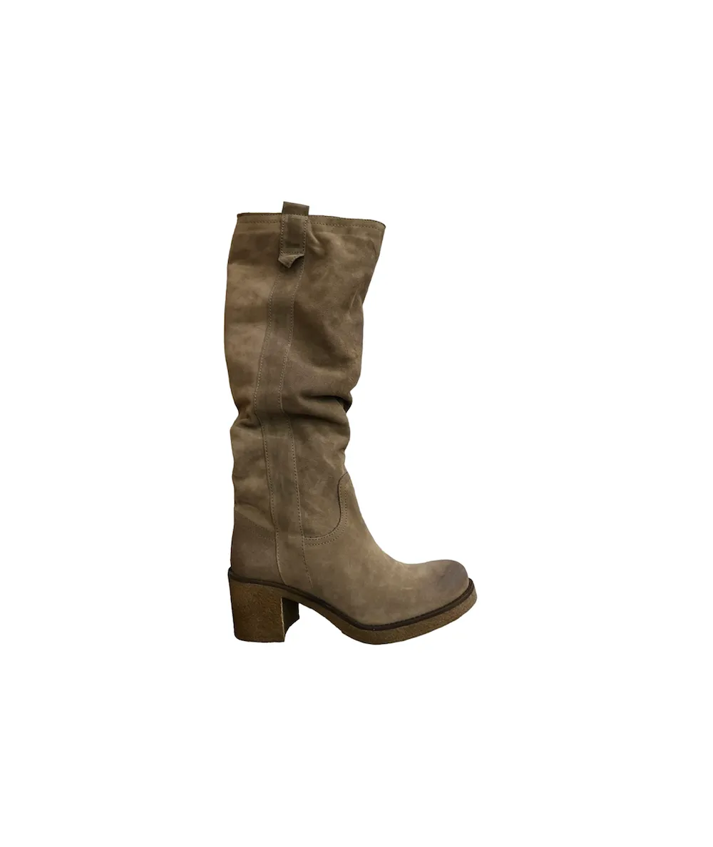 Stivale Jiudit CR11 camoscio neutro Taupe suola gomma