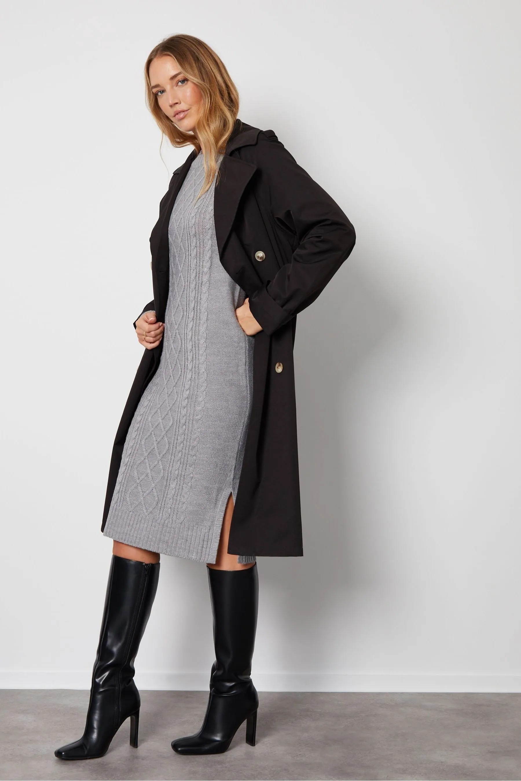 Threadbare - Abito midi in maglia a trecce