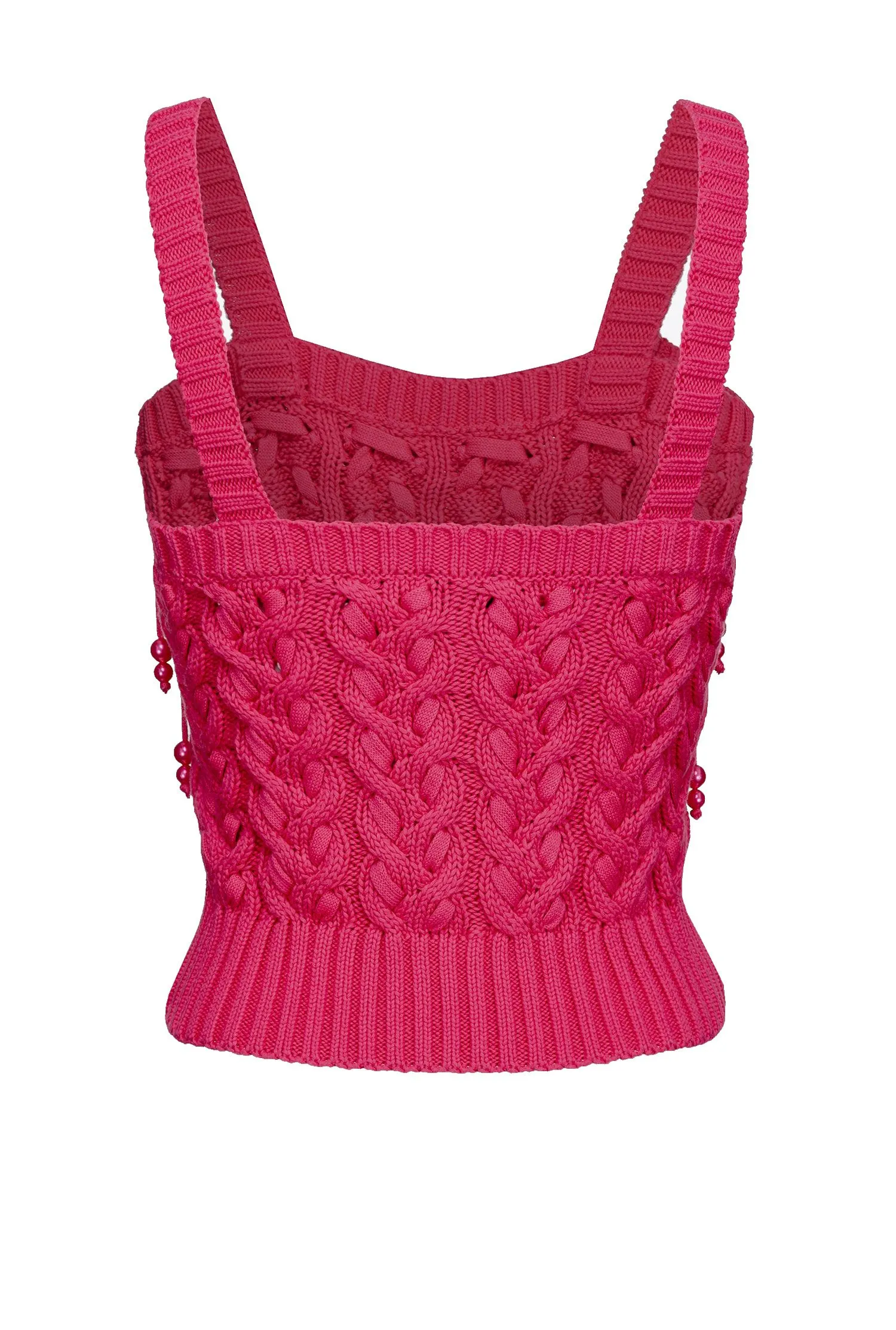 TOP CROP "POTASSIO" FUCSIA IN MAGLIA DI COTONE