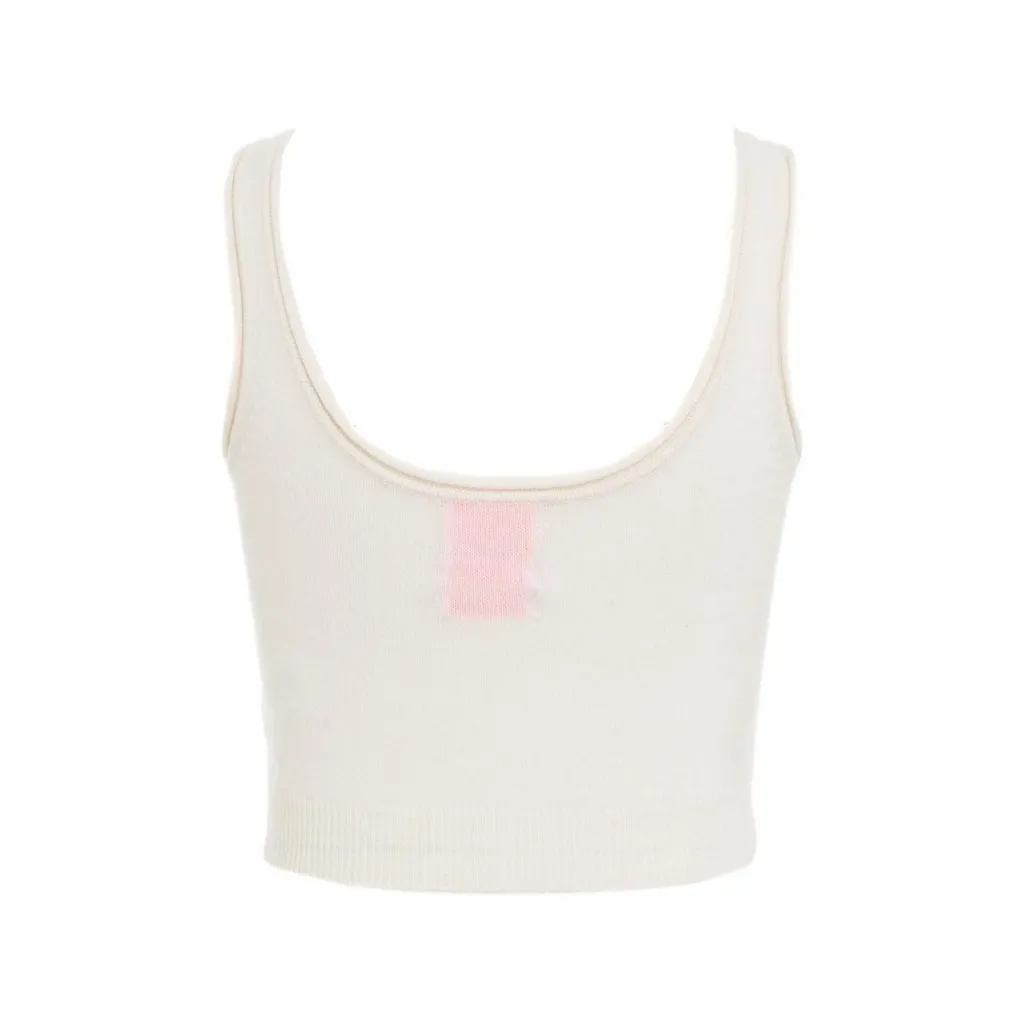 Top cropped in cashmere avorio