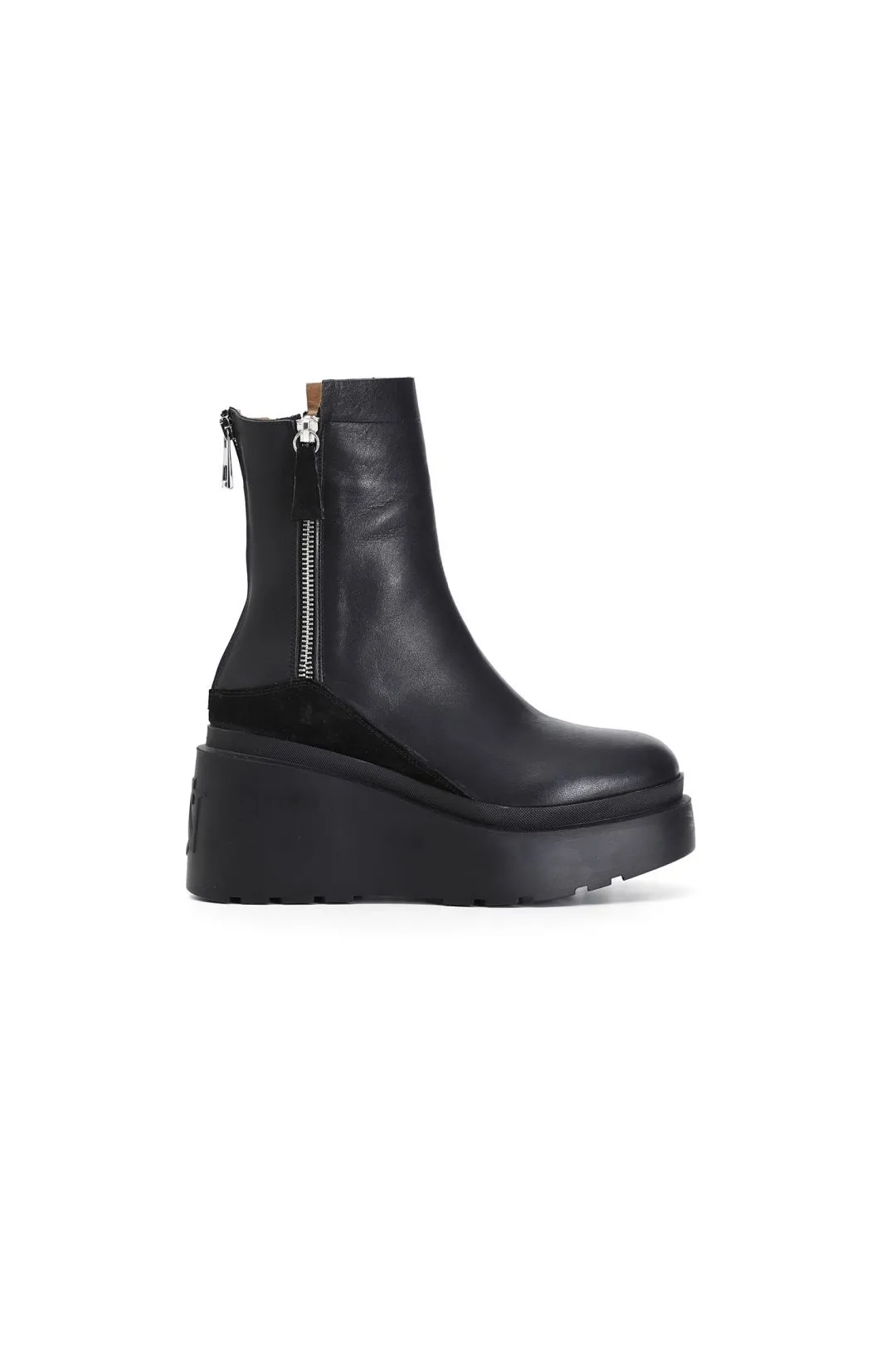 tronchetti in pelle con inserto in pelle scamosciata