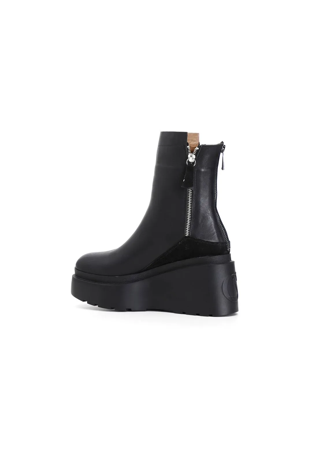 tronchetti in pelle con inserto in pelle scamosciata