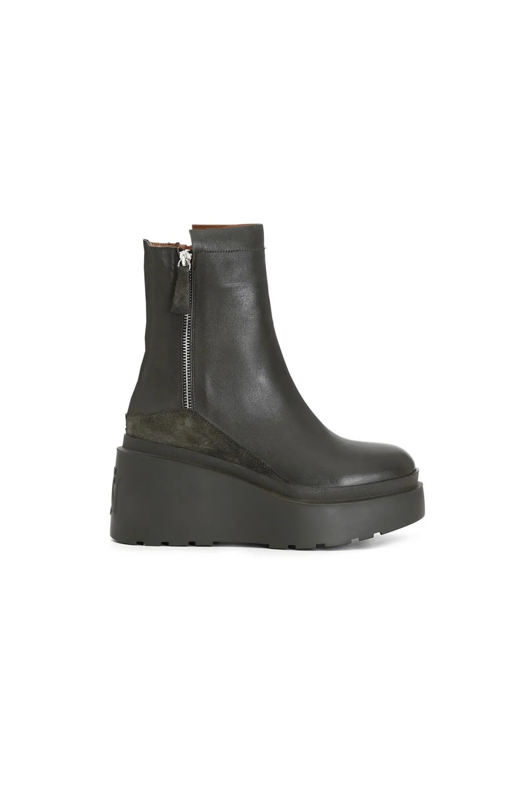 tronchetti in pelle con inserto in pelle scamosciata