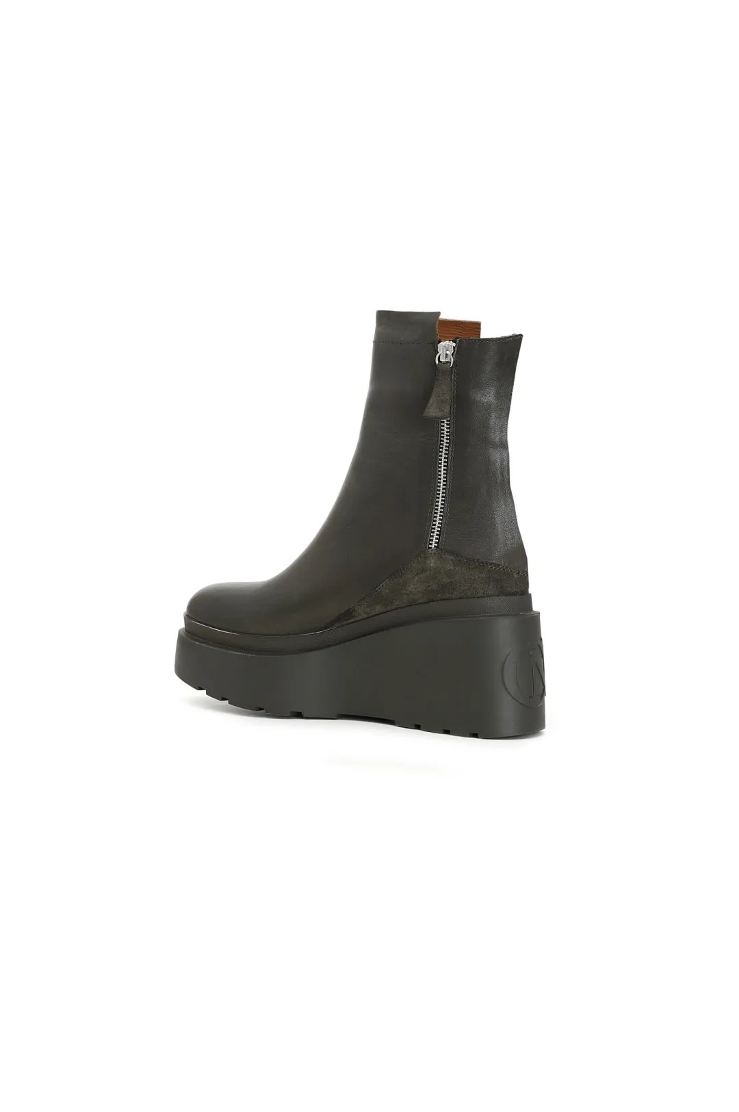 tronchetti in pelle con inserto in pelle scamosciata