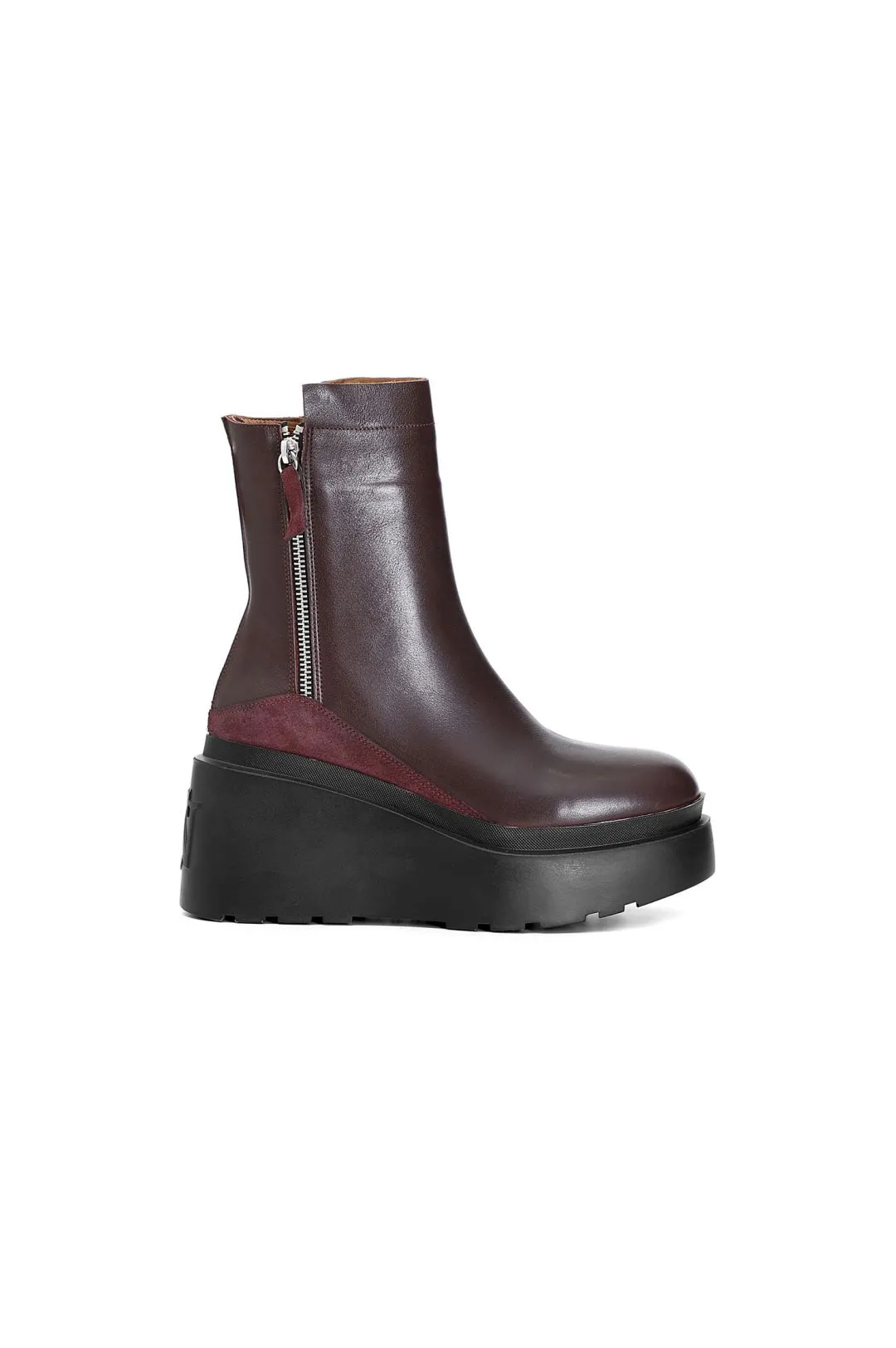 tronchetti in pelle con inserto in pelle scamosciata