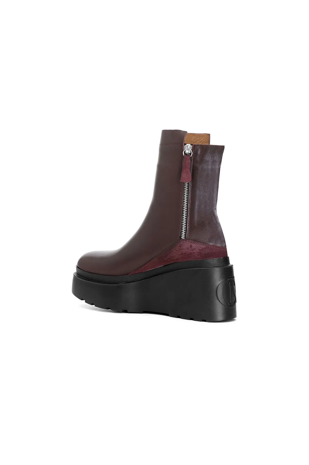 tronchetti in pelle con inserto in pelle scamosciata