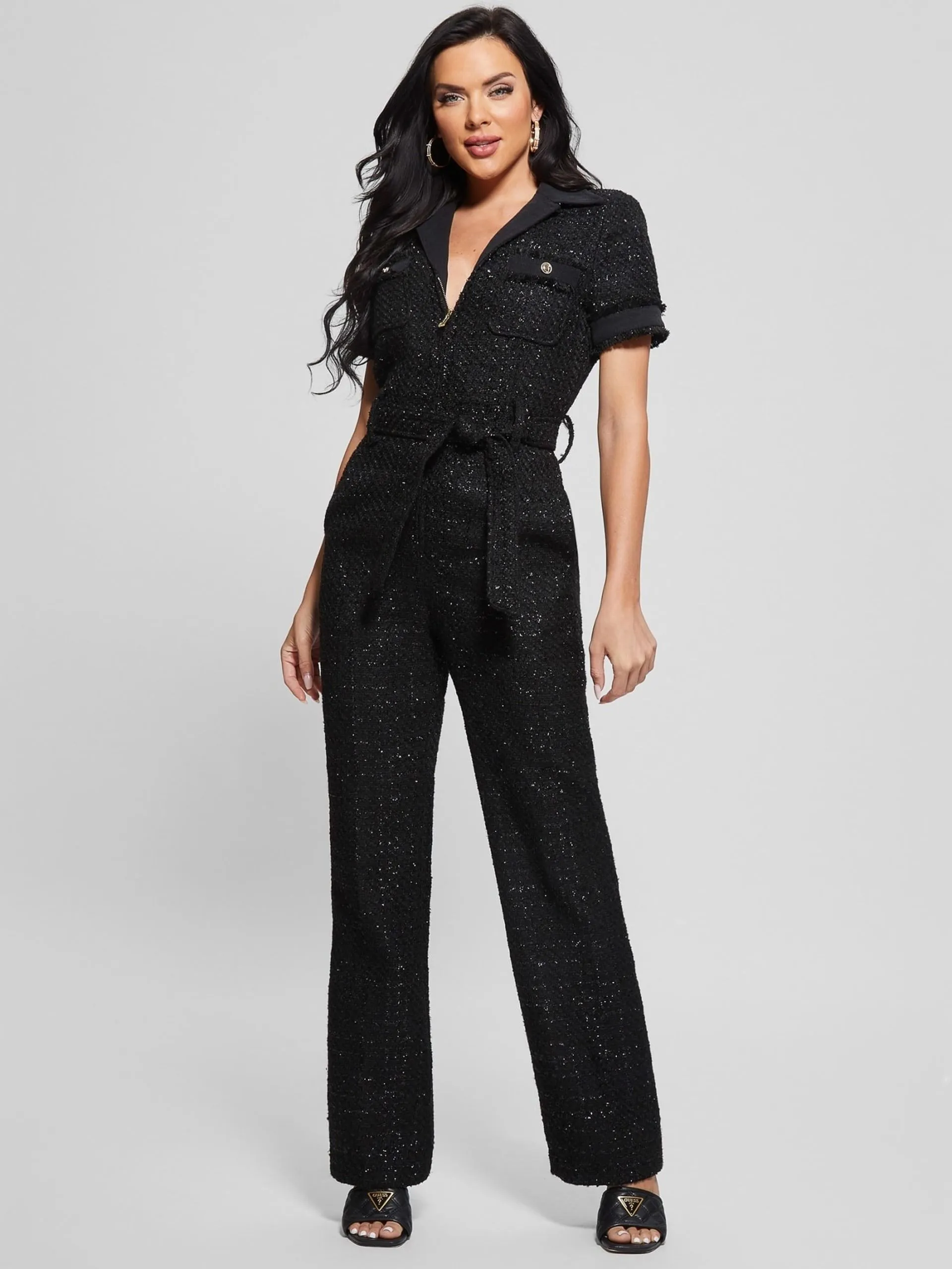 Tuta gamba dritta in tweed guess