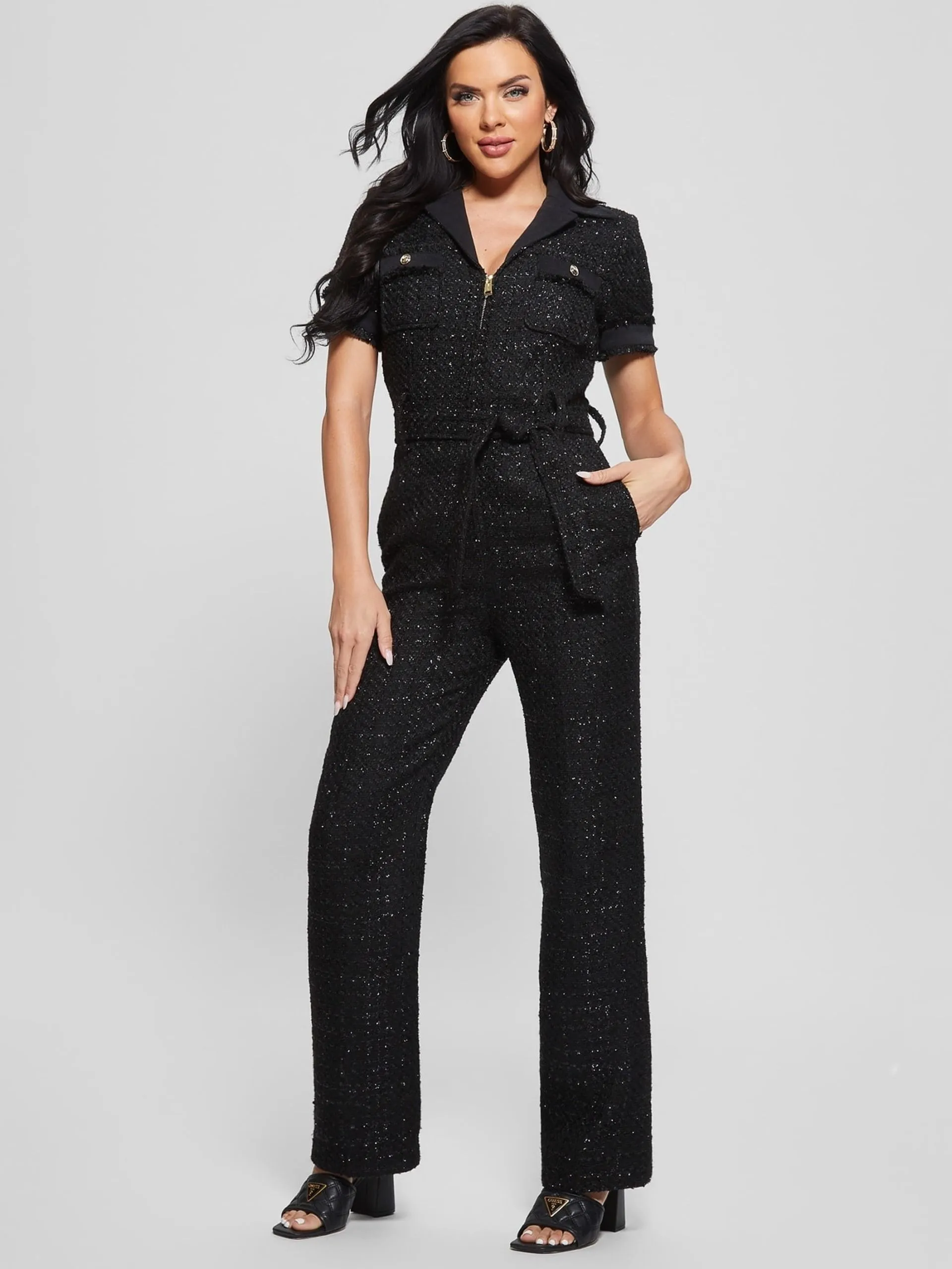 Tuta gamba dritta in tweed guess