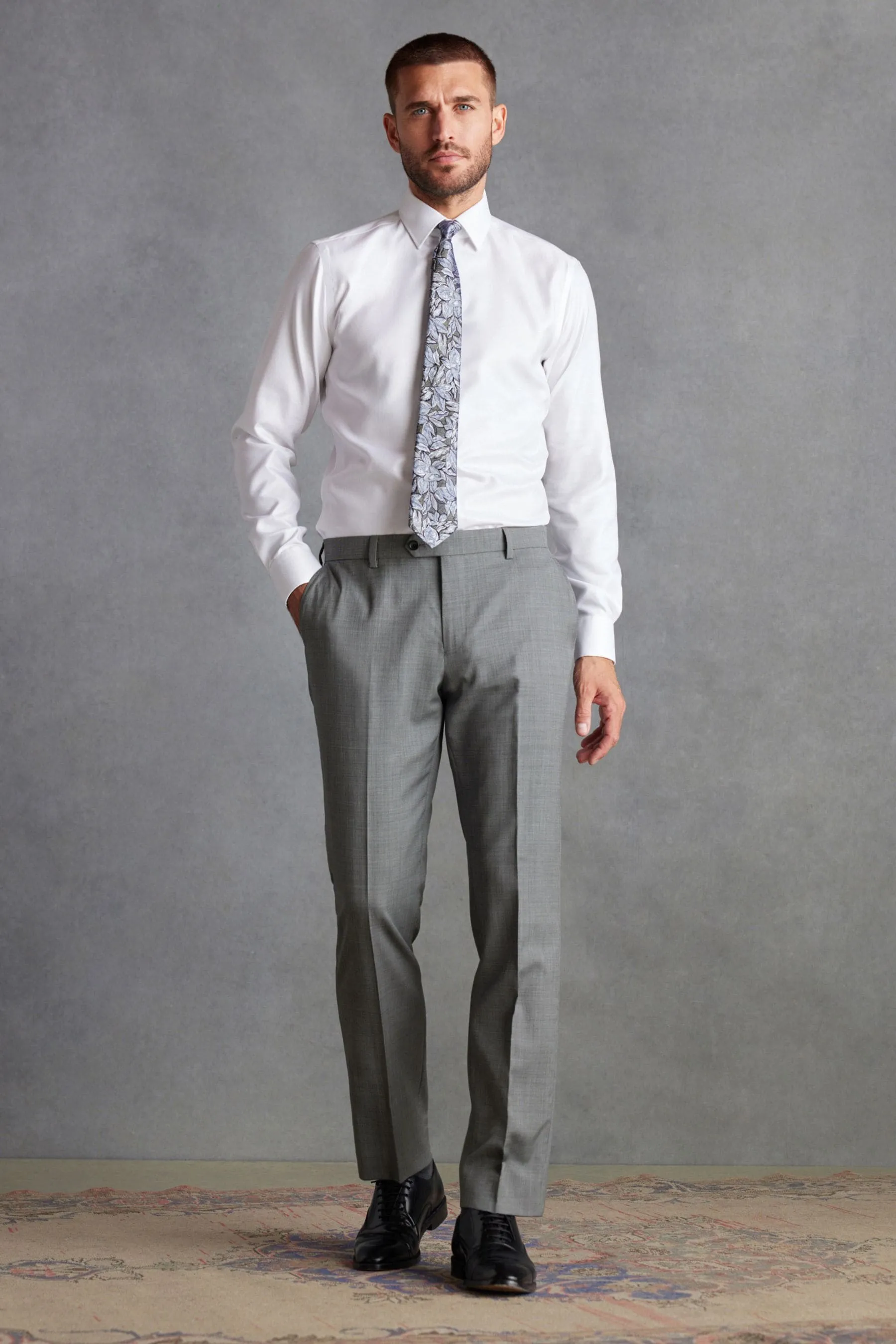 Vestibilità sartoriale Signature - Pantaloni da completo in lana testurizzata