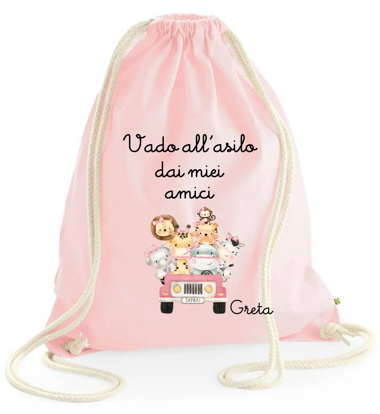 Zaino in cotone pesante Safari Vado All'asilo dai miei amici